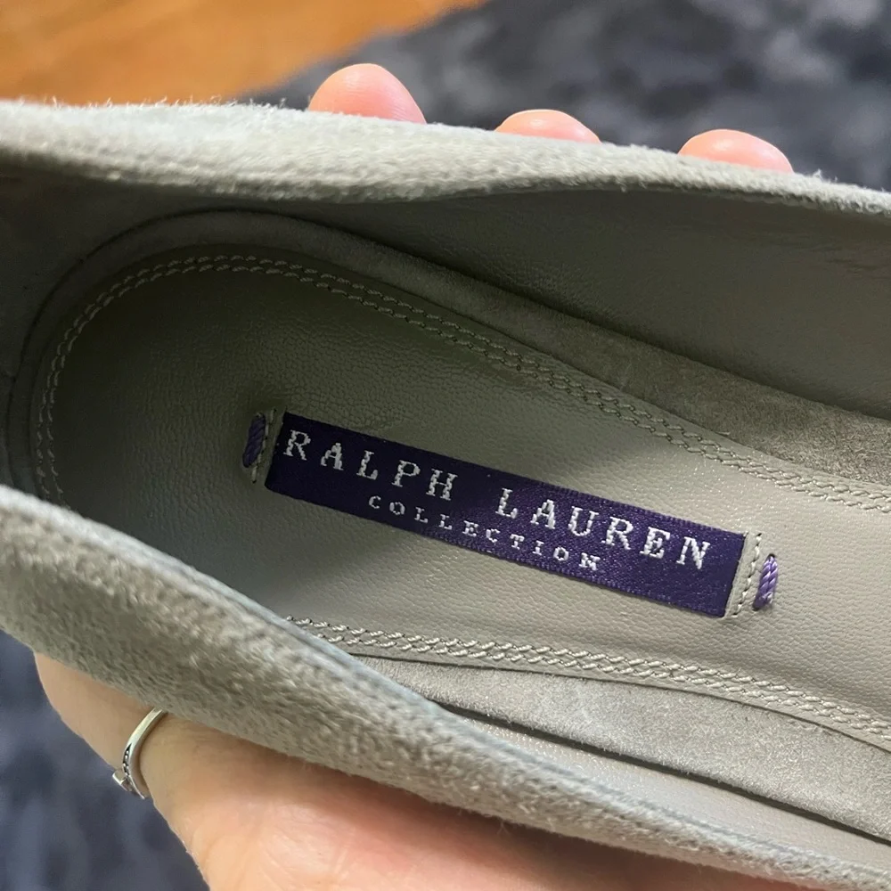 Ralph Lauren Collection Purple Label suede  heel pumps gray 9 1/2 B